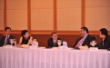 (L-R) Stephen Riady, Executive Chairman, OUE; Solina Chau, Director, Li Ka Shing Foundation; Bill Gates; William Adamopoulos; Liang Xinjun, Vice Chairman & CEO, Fosun International