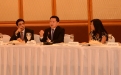 (L-R) Raj Kumar, Chairman, Royal Holdings Development; Thapana Sirivadhanabhakdi, President & CEO, Thai Beverage Public Company; Cecilia Ma Zecha, Senior Director, Programming, Forbes Asia